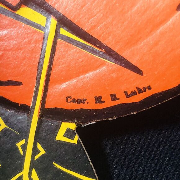 Vintage Halloween H E Luhrs Scarecrow Pumpkin Jack O’Lantern Cardboard Decor USA - Picture 2 of 12